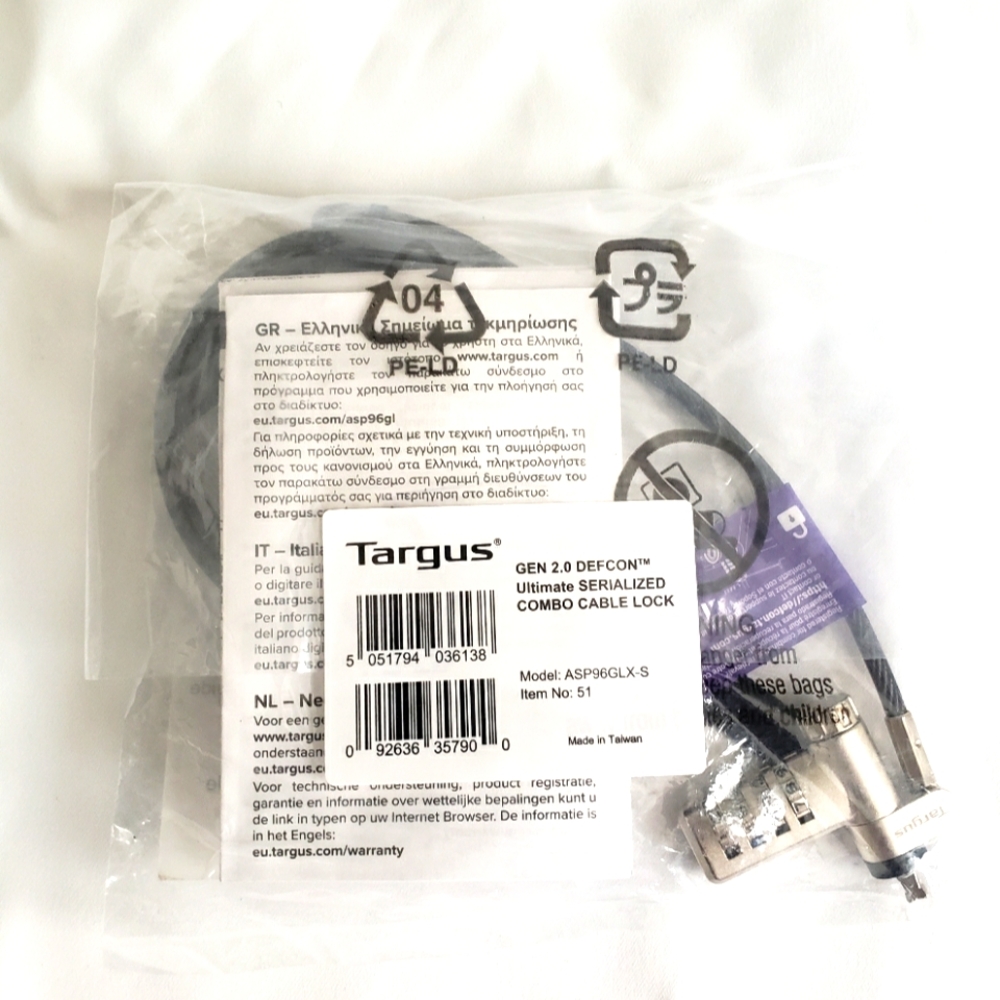 NWT Targus DEFCON ultimate universal serialized combo lock